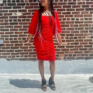 Rebdolls Red Ruched Cocktail Dress